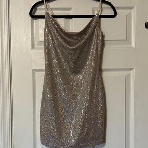 Dazzling Silver Sequin Mini Dress
